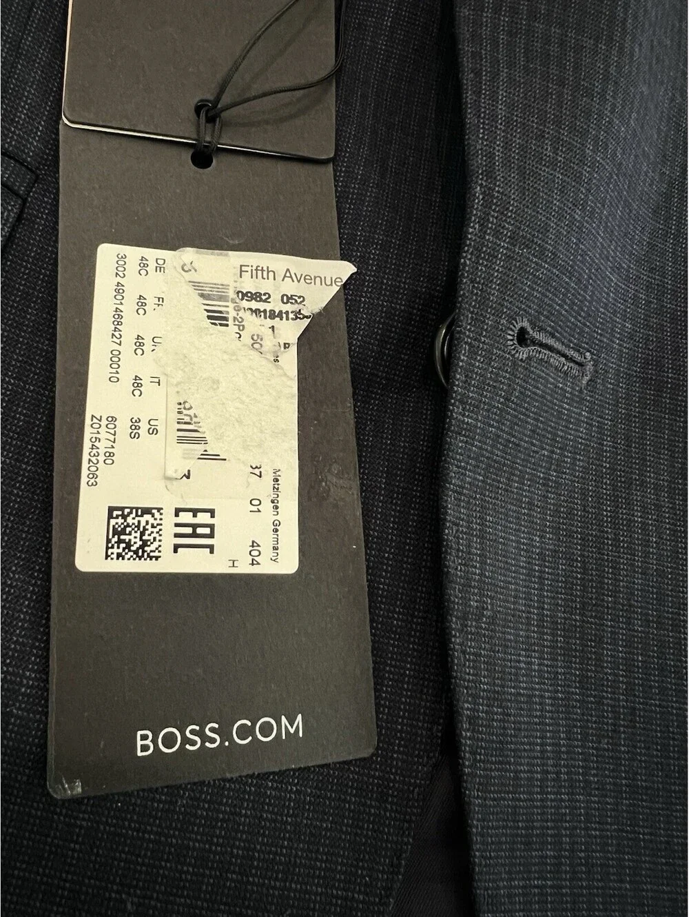 $595 Hugo Boss Men’s Virgin Wool Suit Jacket Dark Blue Slim Fit Size 38S